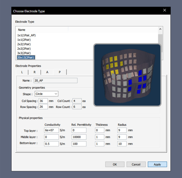 Electrode planning screen